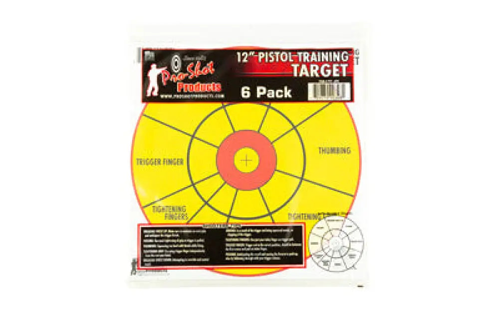 Proshot 12’’ Bullseye Pistol Trng 6pk Buy at Faith and Freedom Outdoors - Paper Targets