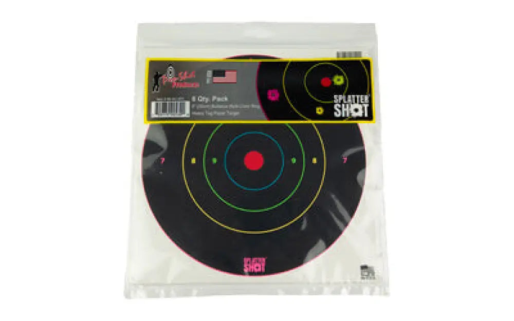 Proshot 8’’ Multi Clr Bullseye 6pk Buy at Faith and Freedom Outdoors - Adhesive Targets