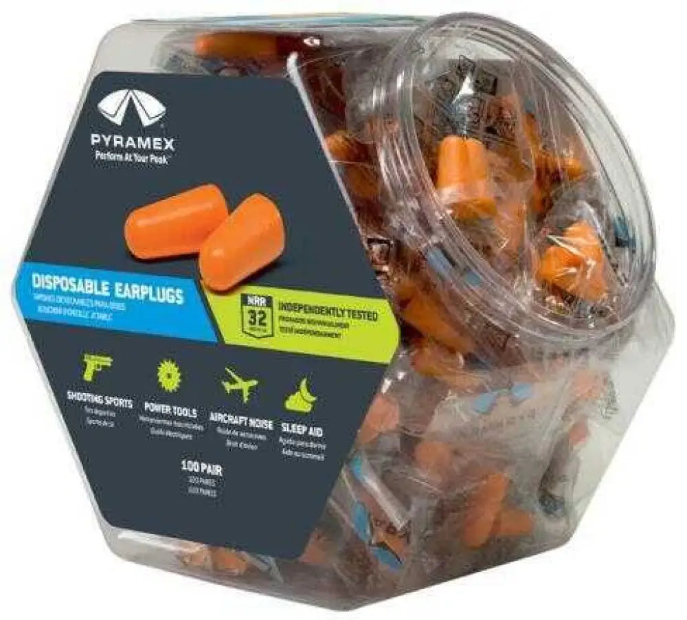 Pyramex Pydp1000bn Disposable Earplugs Bin 32 Db Orange 100 Pair