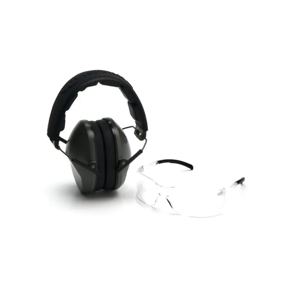Pyramex Safety Ear & Eye Combo Kits Low-profile Kit Clear Shooting Glasses and Passive Earmuff 24db Od Green Buy