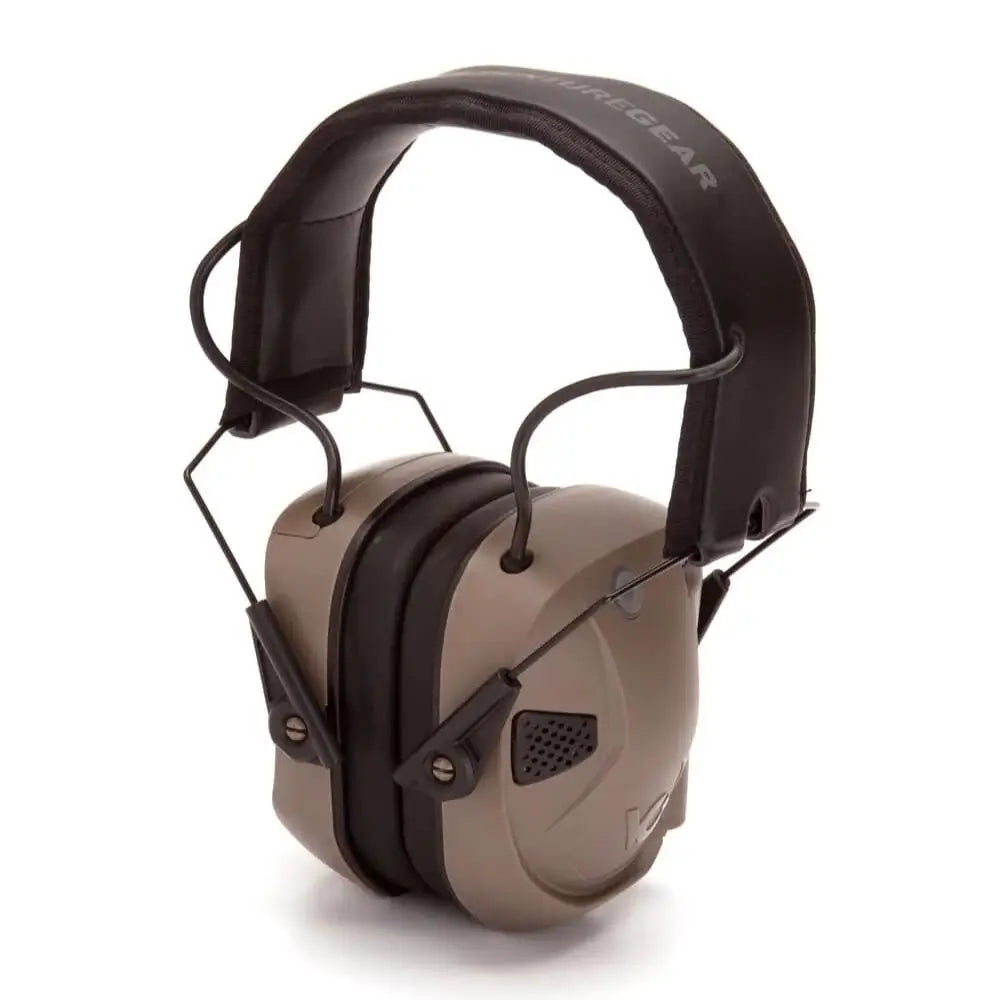 Pyramex Safety Ear Muffs Amp Bt Electronic Earmuff 26db Tan with Bluetooth Buy at Faith and Freedom Outdoors