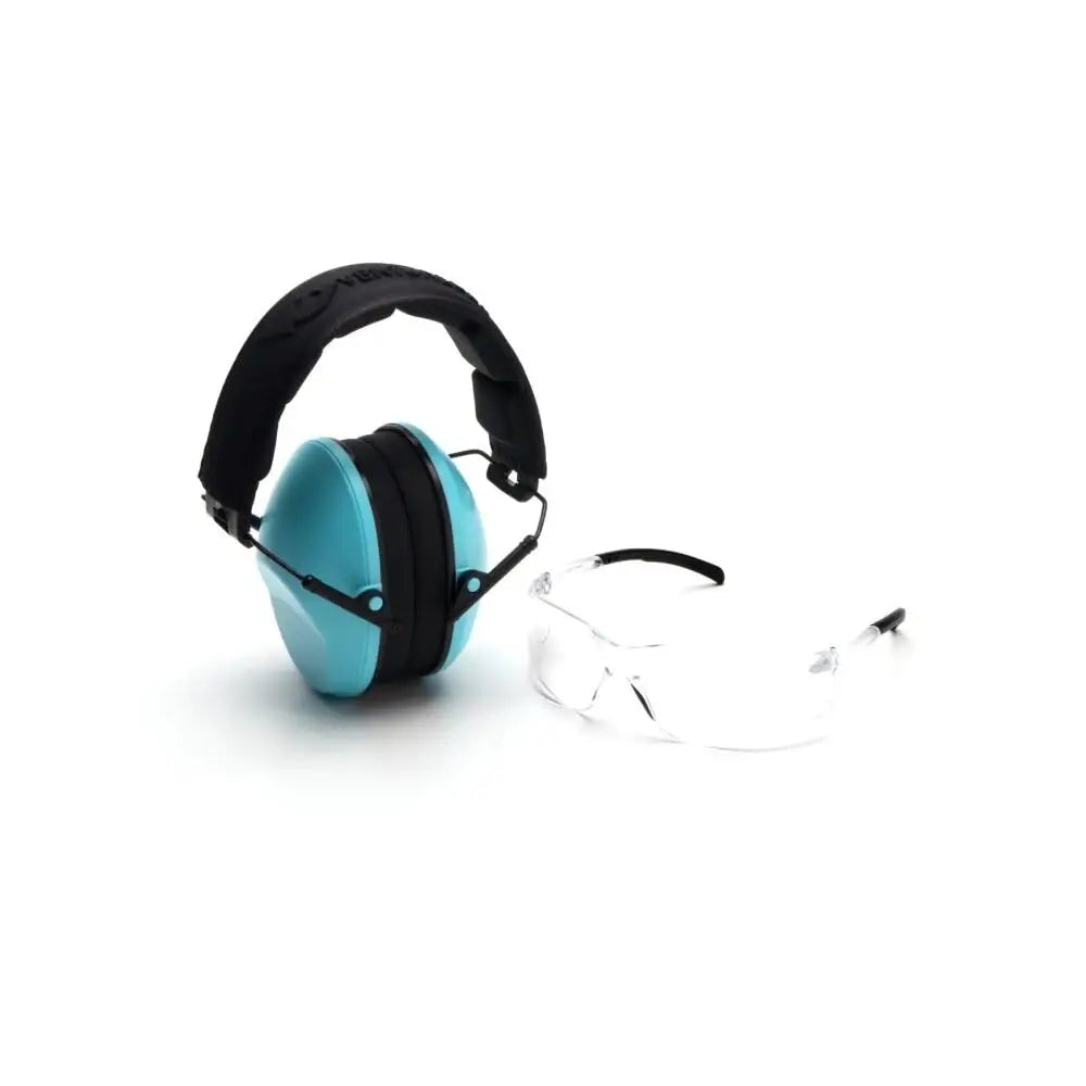 Pyramex Safety Shooting|ear & Eye Combo Kits Low-profile Kit Clear Shooting Glasses and Passive Earmuff 24db Powder