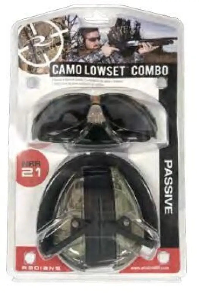 Radians Ear & Eye Combo Kits Set -lowset Camo Em with Outback Smoke Clear Glass Buy at Faith and Freedom Outdoors