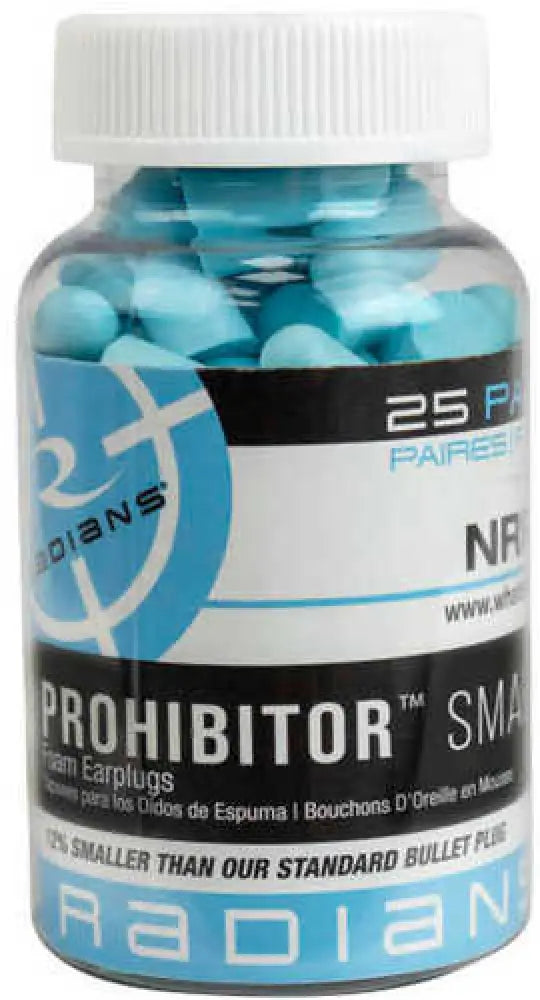 Radians Fp74b/25 Prohibitor Earplugs Foam 31 Db in the Ear Aqua Blue Small 25 Pair - Fp74b/25