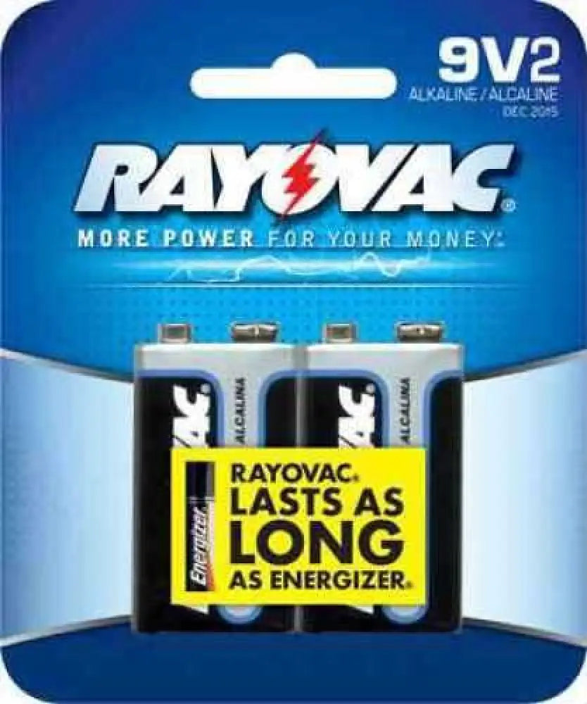 Rayovac / Spectrum Rayovac/spectrum 2 Pack Carded Alkaline 9 Volt Batteries Md: A16042d