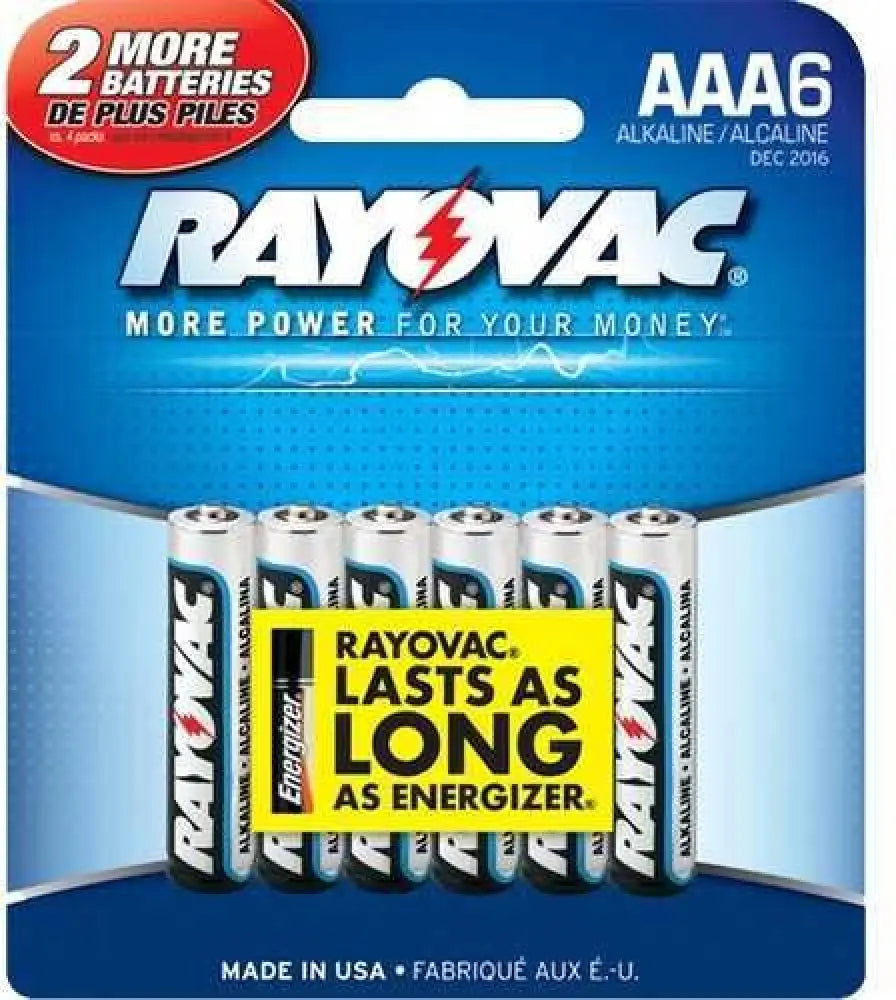Rayovac / Spectrum Rayovac/spectrum Battery 1.5v Alkaline Aaa 6pk 8246f