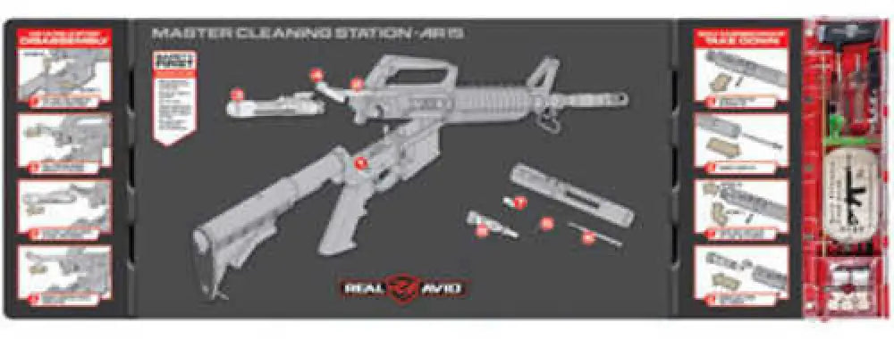 Real Avid Master Cleaning Station Ar15 Kit Deluxe Gun Mat with Set of Tools Avmcs-ar