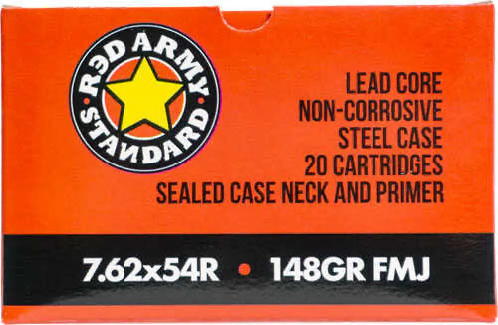 Red Army 7.62x54mm 148 Grain Fmj Steel Case 20 Rounds - 7.62x54mm Russian / Full Metal Jacket - Rifle Ammo