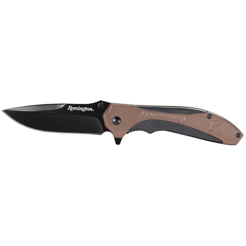 Remington Knives & Edged Tools Sportsman Folding Knife Drop Point Blade Tan and Black Buy at Faith and Freedom Outdoors
