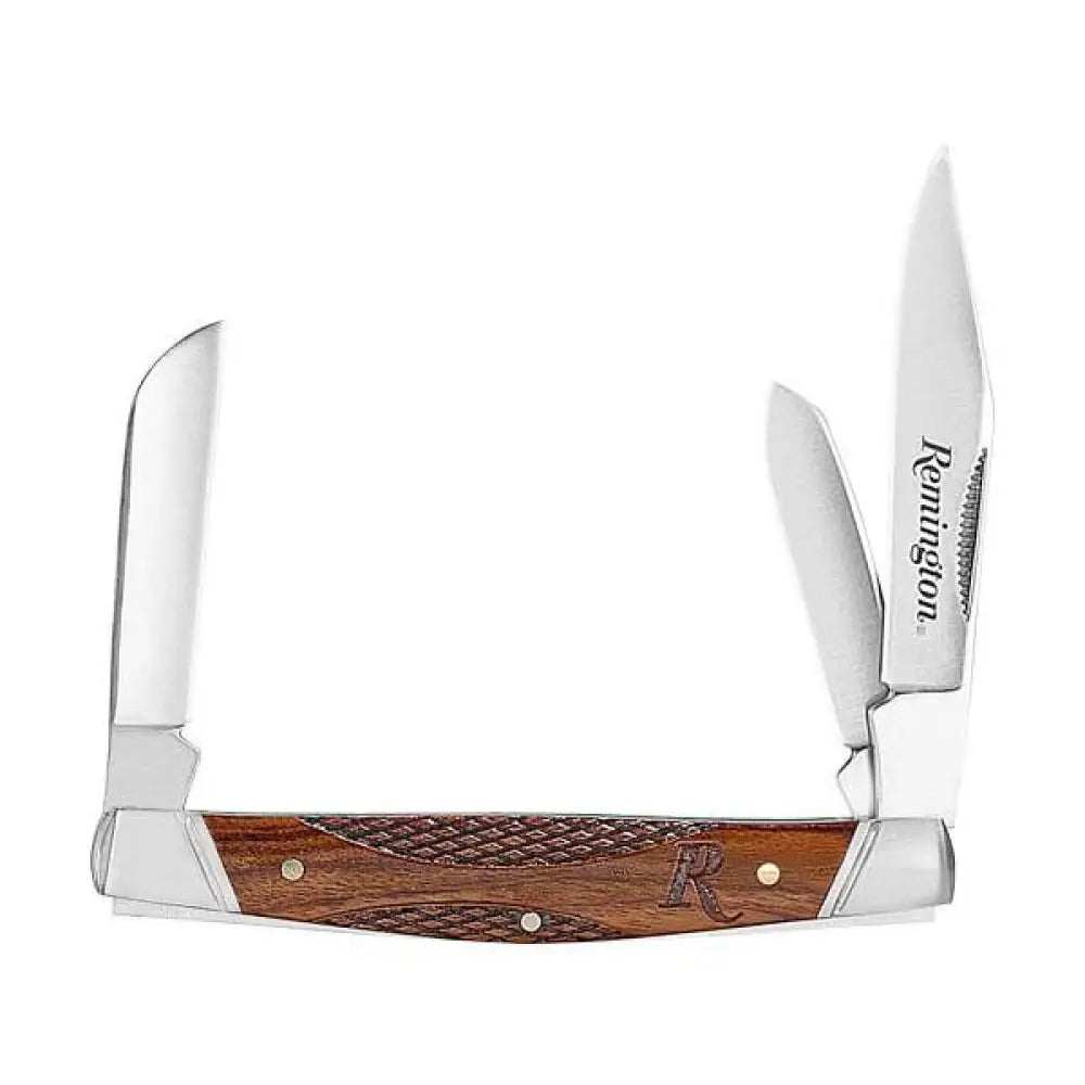 Remington Knives & Edged Tools Woodland Stockman Folder Knife 3.5’’ Blade Wood Buy at Faith and Freedom Outdoors
