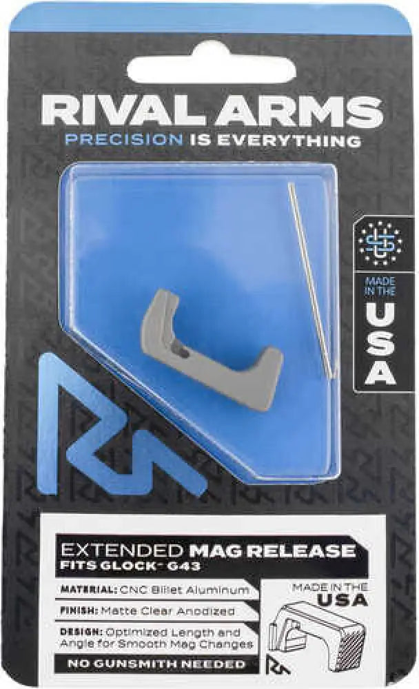 Rival Arms Extended Mag Release Compatible with for Glock 43 Stainless - Ra72g003d