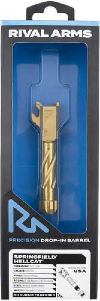 Rival Arms Ra-ra20h101e Precision V1 Gold Pvd Stainless Steel Spiral Fluted Threaded for Springfield Hellcat