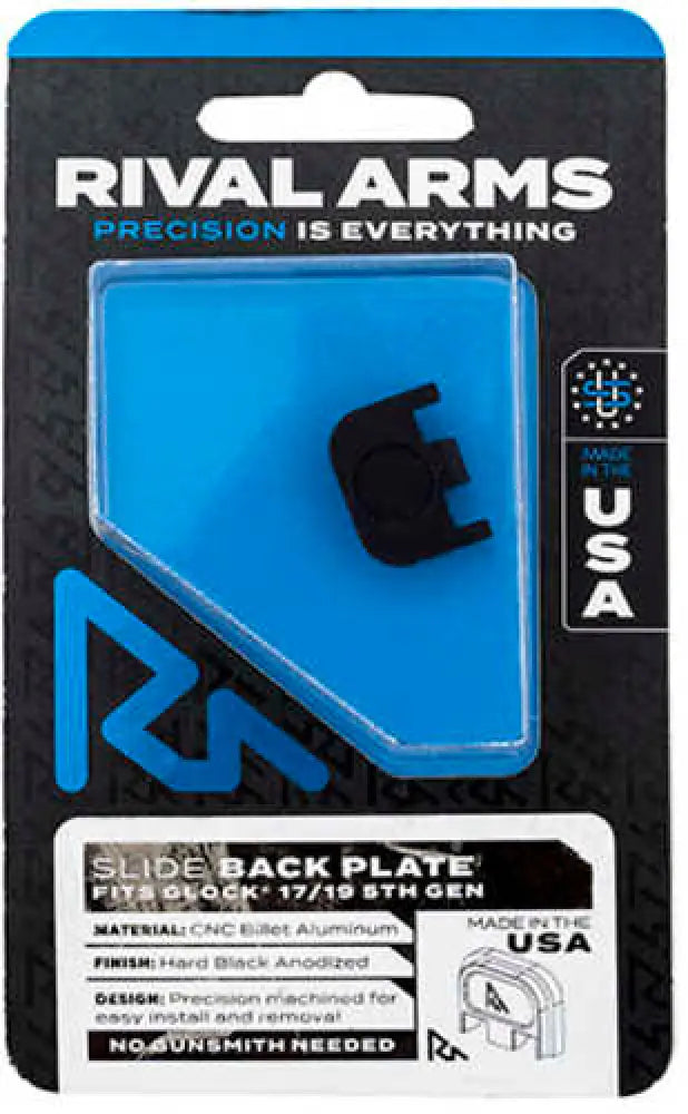 Rival Arms Slide Back Cover Plate Double Stack for Glock 17/19 Gen5 Black Anodized Aluminum Handgun - Ra43g004a