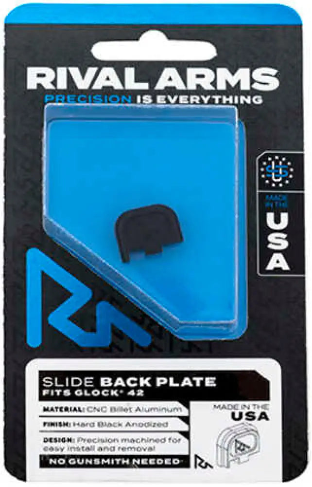 Rival Arms Slide Back Cover Plate Single Stack for Glock 42 Black Anodized Aluminum Handgun - Ra43g003a