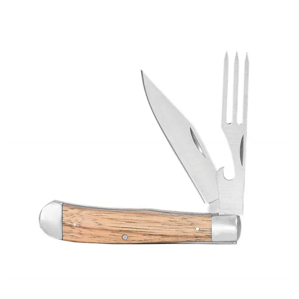 Rock Ridge Outdoors Knives Abkt Cattleman Chuckwagon Trapper Knife 3-1/4’’ Blade with Fork Zebrawood Buy at Faith
