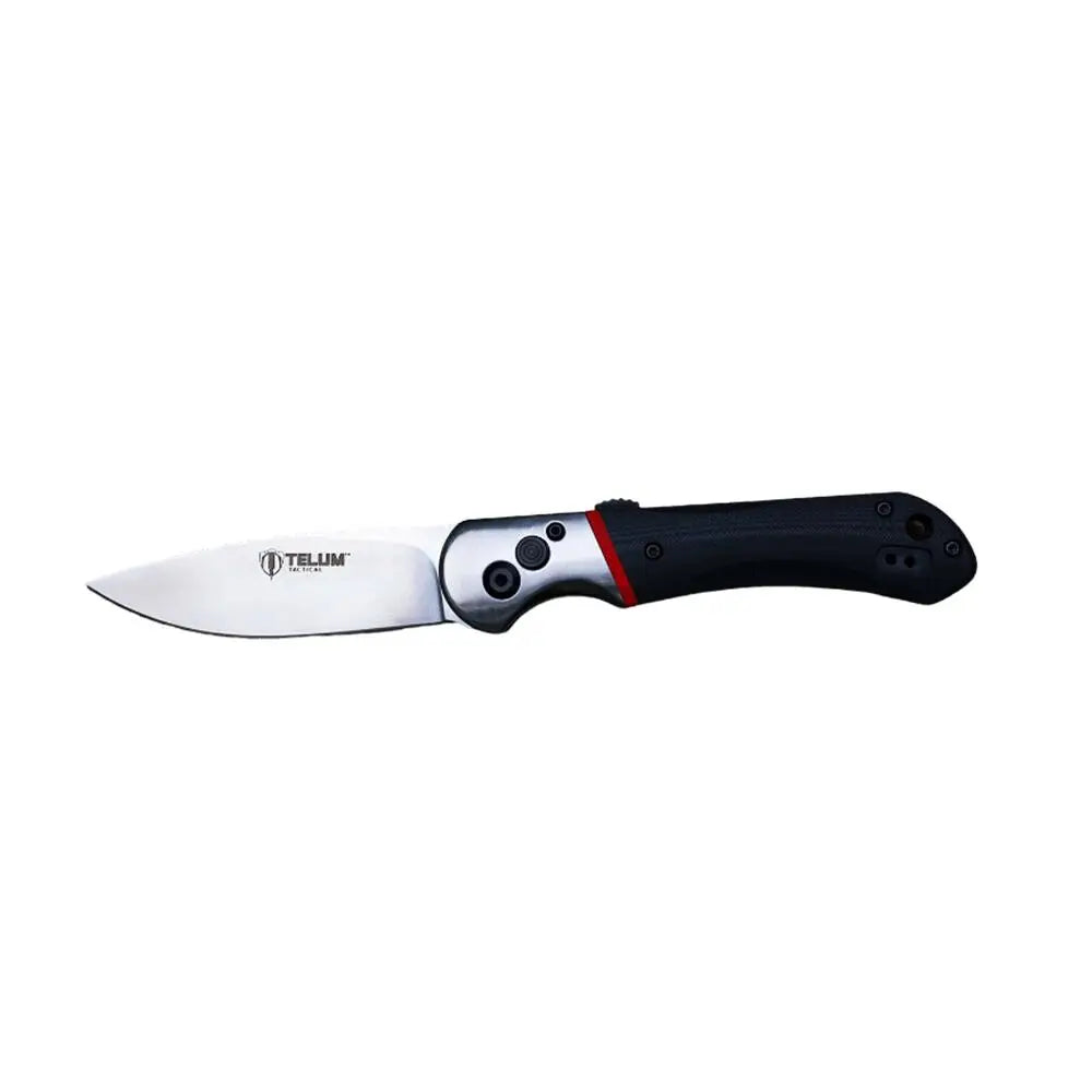 Rock Ridge Outdoors Knives|knives & Edged Tools Telum Tremor Tactical Automatic Knife 3-1/2’’ Drop Point Blade Black