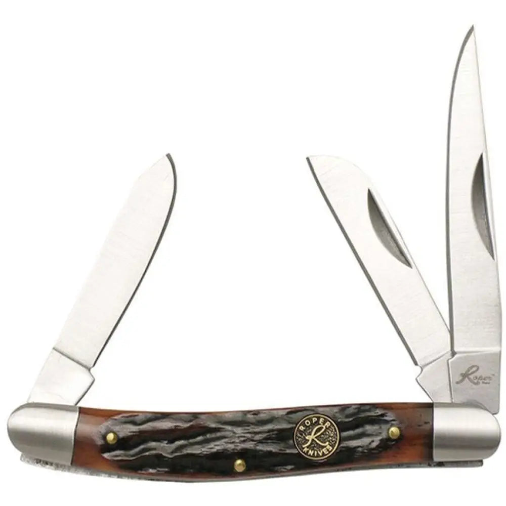 Rock Ridge Outdoors Knives Roper Stockman Chaparral Series Pocket Knife 3 Blades 2-1/2’’ Brown Bone Buy at Faith