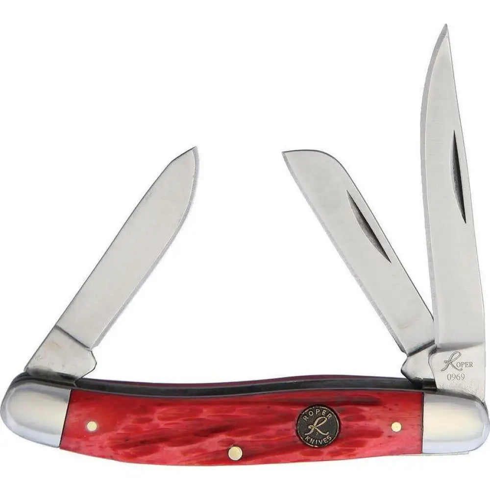 Rock Ridge Outdoors Knives Roper Stockman Chaparral Series Pocket Knife 3 Blades 2-1/2’’ Red Bone Buy at Faith