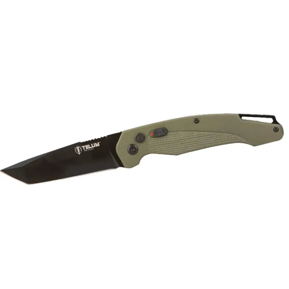 Rock Ridge Outdoors Knives Telum Titan Tactical Automatic Folding Knife 4’’ Tanto Blade Od Green Buy at Faith