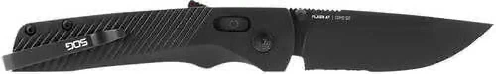 S.o.g Flash at 3.45’’ Folding Part Serrated Titanium Nitride Cryo D2 Steel Blade Grn Blackout Handle - Sog-11-18-02