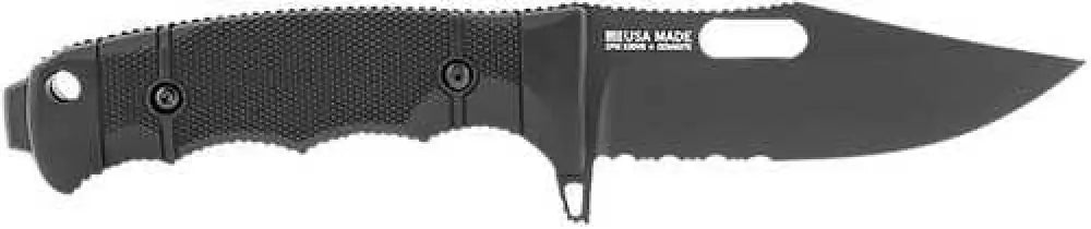 S.o.g Seal Fx 4.30’’ Fixed Clip Point Part Serrated Black Cerakote Cpm S35vn Blade/grn Handle - Sog-17-21-01