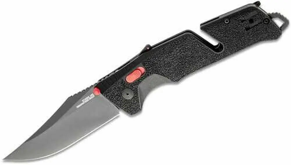 S.o.g Sog-11-12-01 Trident at 3.70’’ Folding Clip Point Plain Black Tini Cryo D2 Steel Blade/black W/red Accents Grn