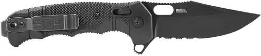 S.o.g Sog-12-21-05 Seal Xr 3.90’’ Folding Clip Point Part Serrated Black Cerakote S35vn Ss Blade/black Grn Handle