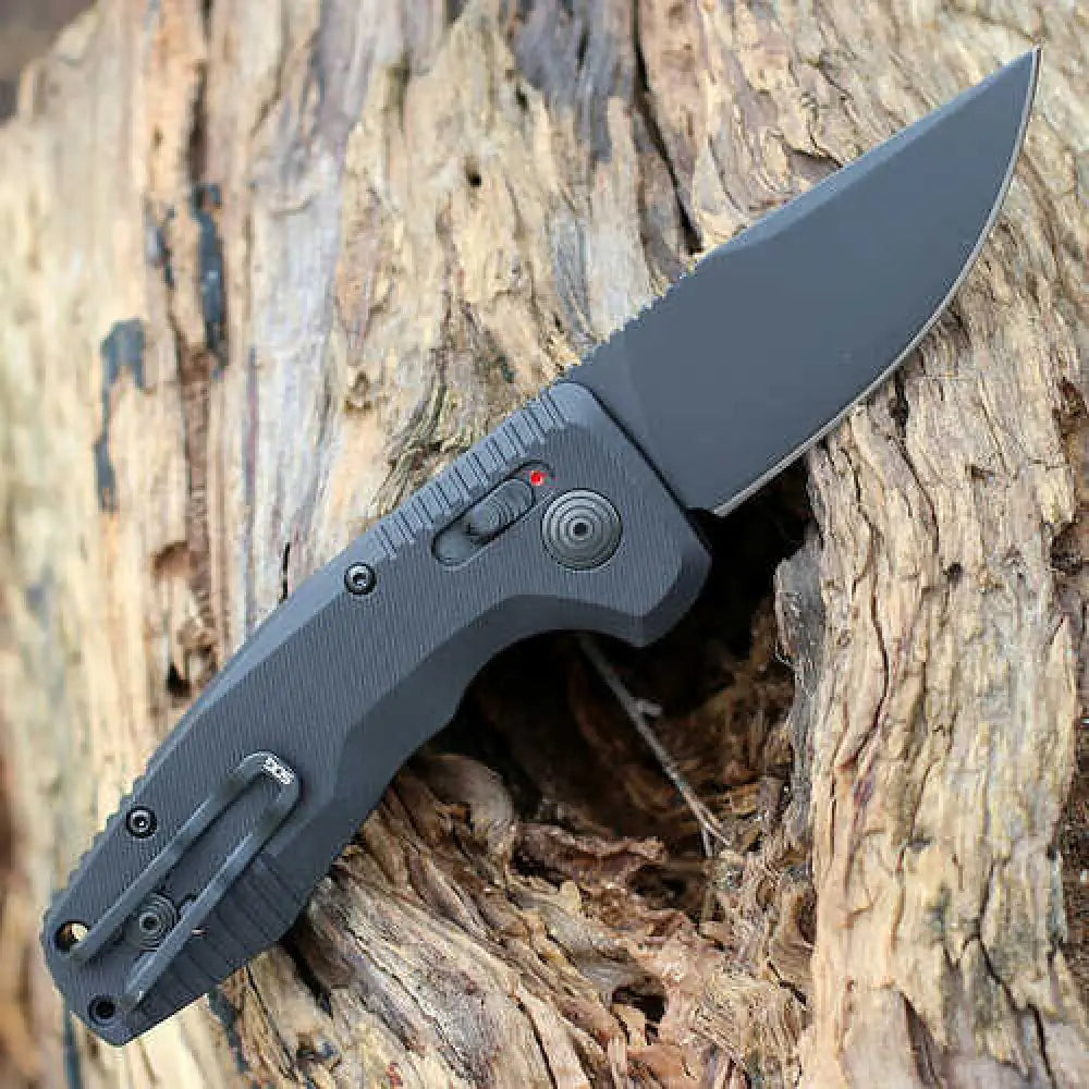 S.o.g Sog-15-38-07 Sog-tac Auto Compact 2.94’’ Folding Straight Back Plain Black Tini Cryo D2 Steel Blade Micro-tex