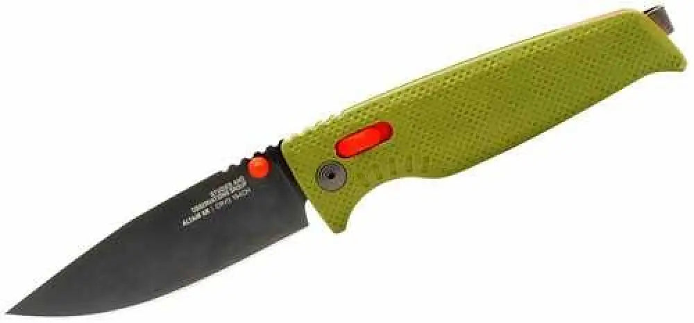 S.o.g Sog12790357 Altair Xr 3.20’’ Folding Plain Bead Blasted Cryo Cpm 154 Ss Blade/ Field Green W/stone Blue Accents