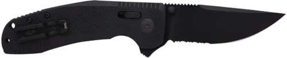 S.o.g Tac Xr 3.39’’ Folding Clip Point Part Serrated Black Titanium Nitride Cryo D2 Blade G10 Blackout h - Sog-12-38-03