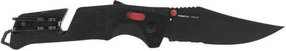 S.o.g Trident at 3.70’’ Folding Clip Point Part Serrated Titanium Nitride Cryo D2 Steel Blade Grn Black W/re
