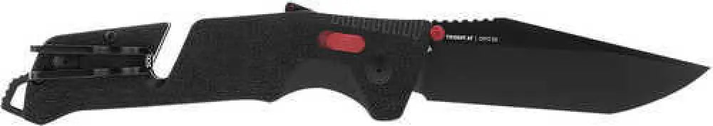 S.o.g Trident at 3.70’’ Folding Tanto Plain Titanium Nitride Cryo D2 Steel Blade Grn Black W/red Accents Han