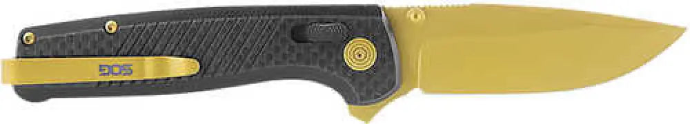 S.o.g Xr Lte 2.95’’ Folding Plain Clip Point Gold Tini Cryo Cpm S35vn Steel Blade/ Black G10/carbon - Sog-tm1033-b