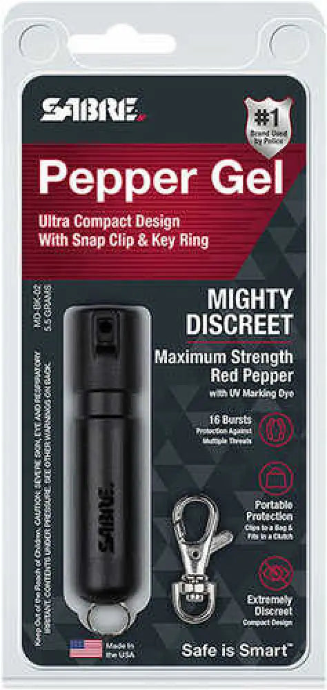 Sabre Mighty Discreet Pepper Gel Spray Close Contact Range Black - Mdbk02