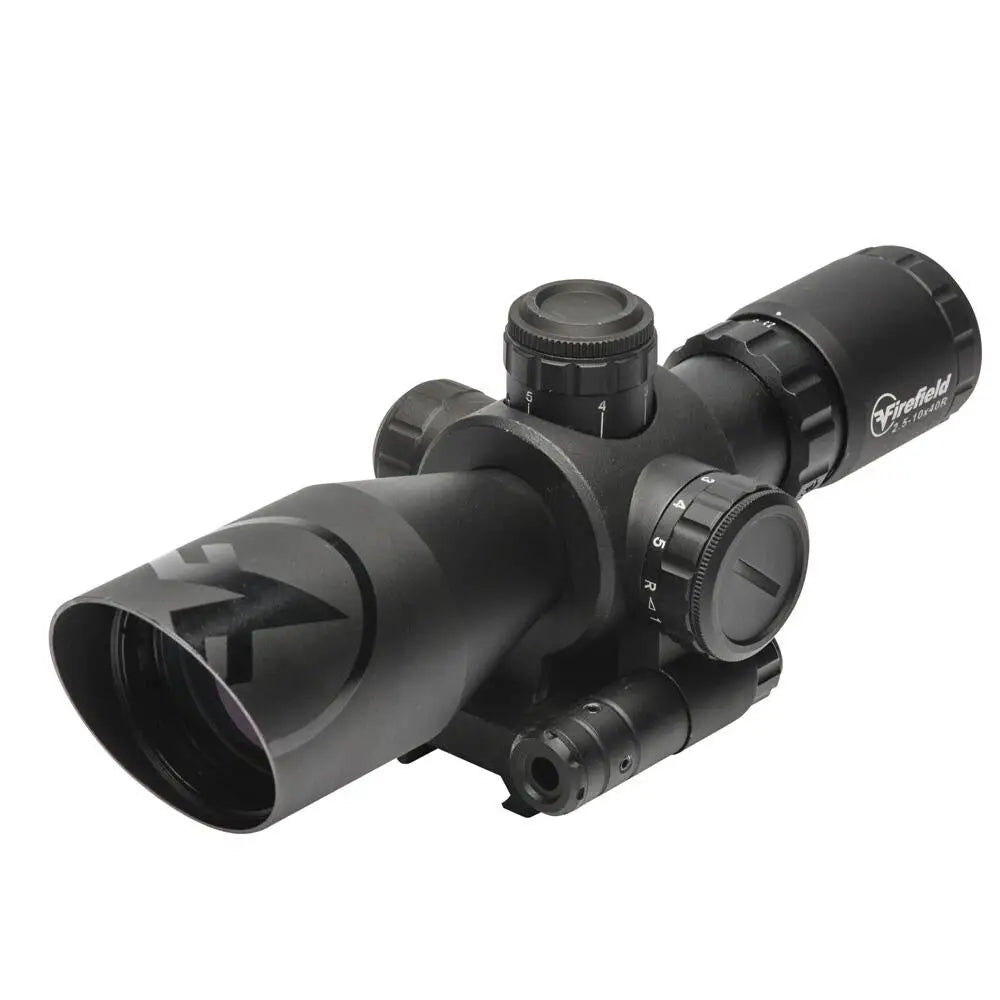 Sellmark Corporation Centerfire Scopes Firefield Barrage Rifle Scope - 2.5-10x40mm Red Laser Mil Dot Reticle Black