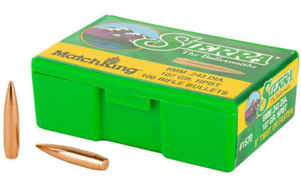 Sierra Matchking.243 107gr 100ct Buy at Faith and Freedom Outdoors - Boat Tail Hollow Point