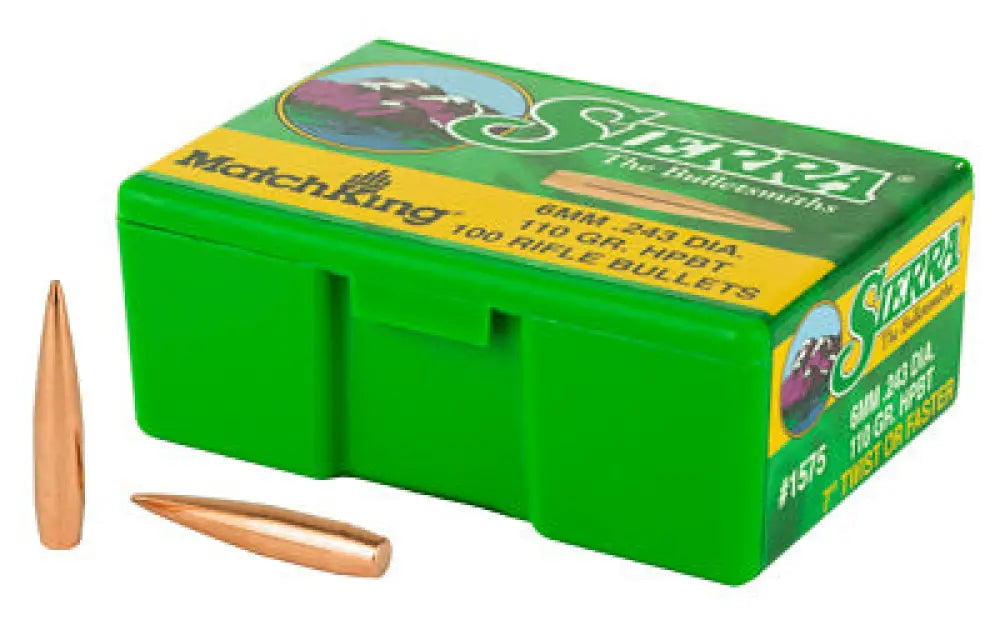 Sierra Matchking.243 110gr 100ct Buy at Faith and Freedom Outdoors - Boat Tail Hollow Point