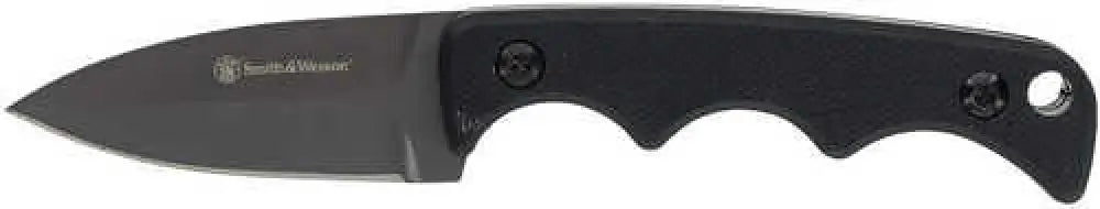 Smith & Wesson Knives H.r.t. Neck Knife Fixed Spear Point/plain Titanium Nitride Coated Includes Sheath - 1193156