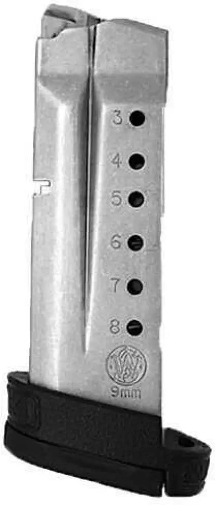 Smith & Wesson Magazine 9mm 8rd Fits Shield Stainless Finger Rest 199360000 - 19936