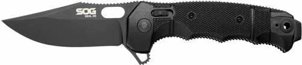 Sog Knife Seal Xr Black Crkte 3.9’’ Pln Edge Fldr Grn Usa - 12210257