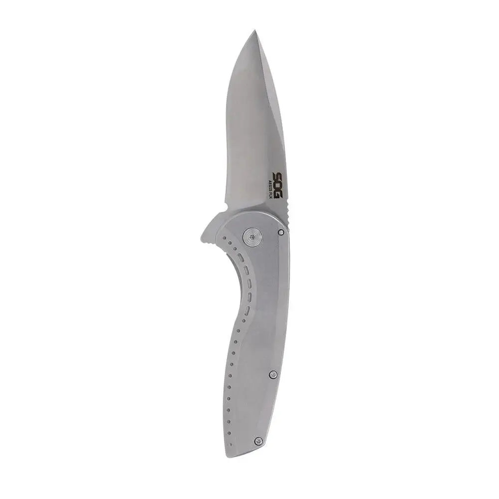 Sog Specialty Knives Sog Aegis Flk 2.0 Folding Knife 3-1/4’’ Drop Point Blade Silver Blister Buy at Faith and Freedom