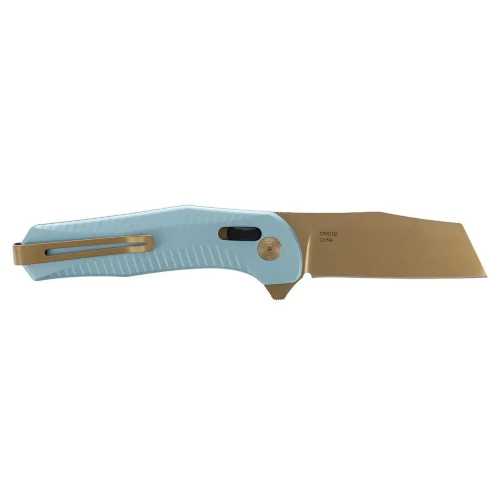 Sog Specialty Knives Sog Diverge Xr Folding Knife 3’’ Sheepsfoot Blade Gold and Light Blue Blister Pack Buy at Faith