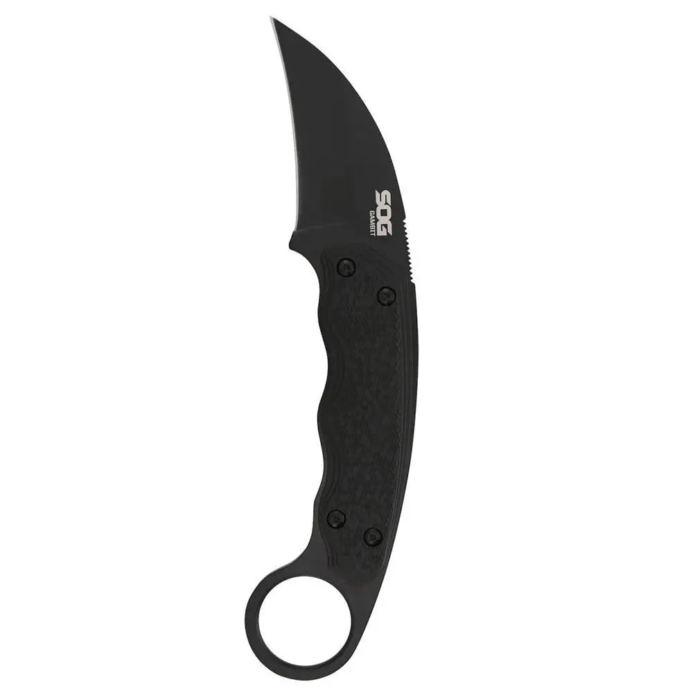 Sog Specialty Knives Sog Gambit Blackout Fixed Knife 2-3/5’’ Sheepsfoot Blade Black Buy at Faith and Freedom Outdoors