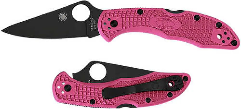 Spyderco C11fppns30vbk Delica 4 Lightweight 2.90’’ Folding Plain Black Ticn Cpm S30v Ss Blade/pink Textured W/black