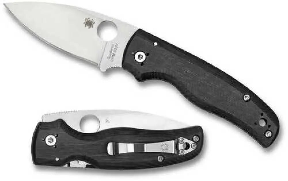 Spyderco C229gp Shaman 3.58’’ Folding Plain Stonewashed Cpm S30v Ss Blade/black Textured G10 Handle Includes Pocket