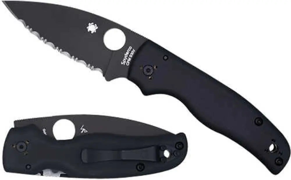 Spyderco C229gsbk Shaman 3.58’’ Folding Serrated Black Dlc Cpm S30v Ss Blade/black Textured G10 Handle Includes Pocket