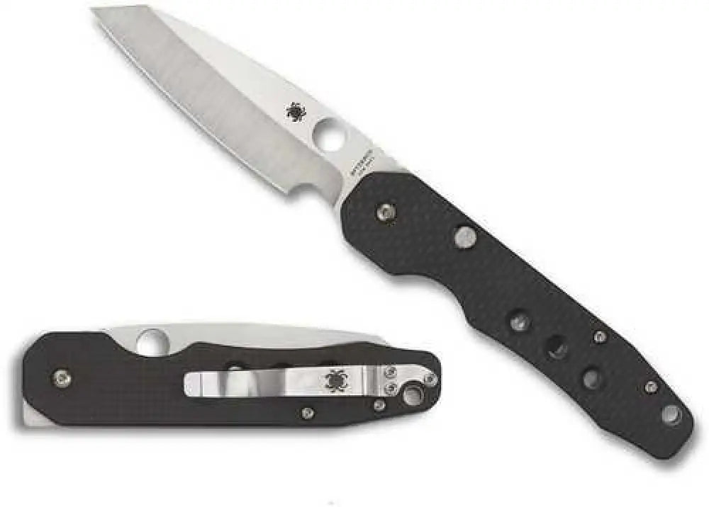 Spyderco C240cfp Smock 3.39’’ Folding Plain Stonewashed Cpm S30v Ss Blade/black Textured Carbon Fiber/g10 Handle
