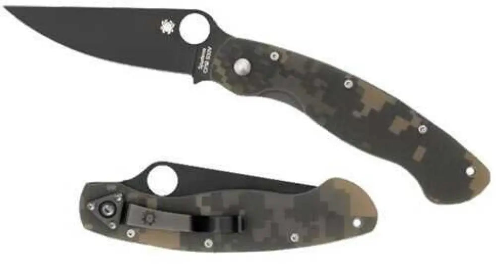 Spyderco C36 Military Folder 4’’ Black Steel Plain Edge G10 Camo C36gpcmobk