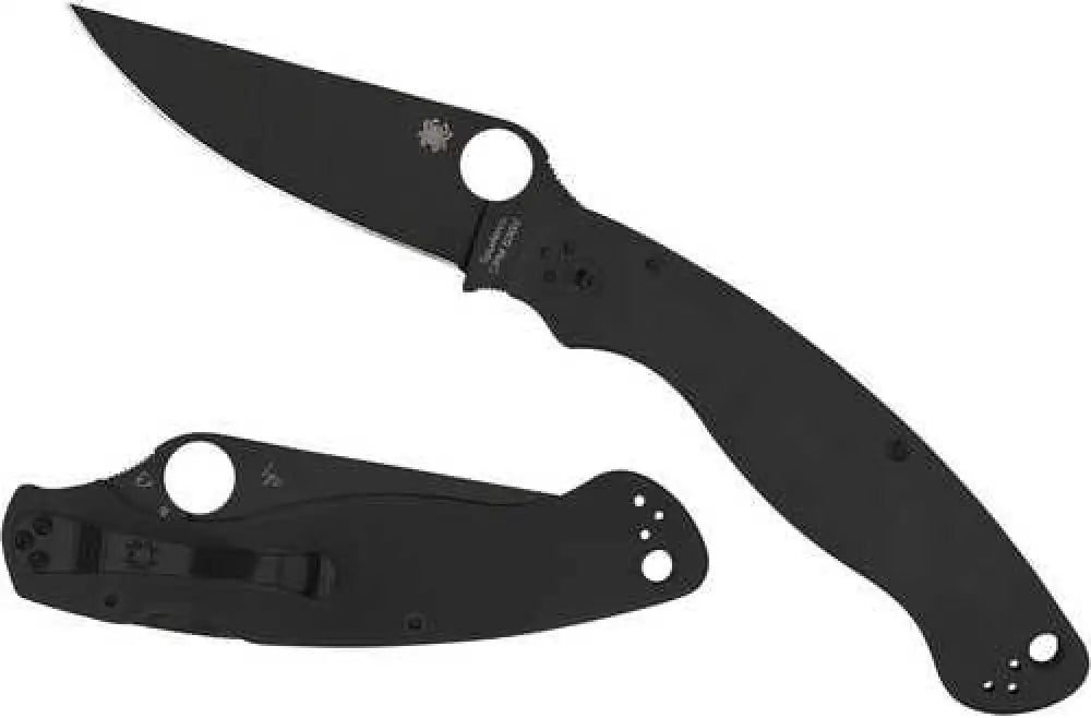 Spyderco C36gpbk2 Military 2 4’’ Folding Plain Black Dlc Cpm S30v Ss Blade/ Textured G10 Handle Includes Pocket Cli