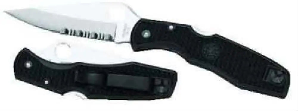 Spyderco Clip Point Folding Knife with Serrated Edge Md: C10psbk